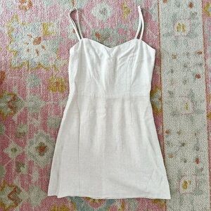 linen sweetheart mini dress